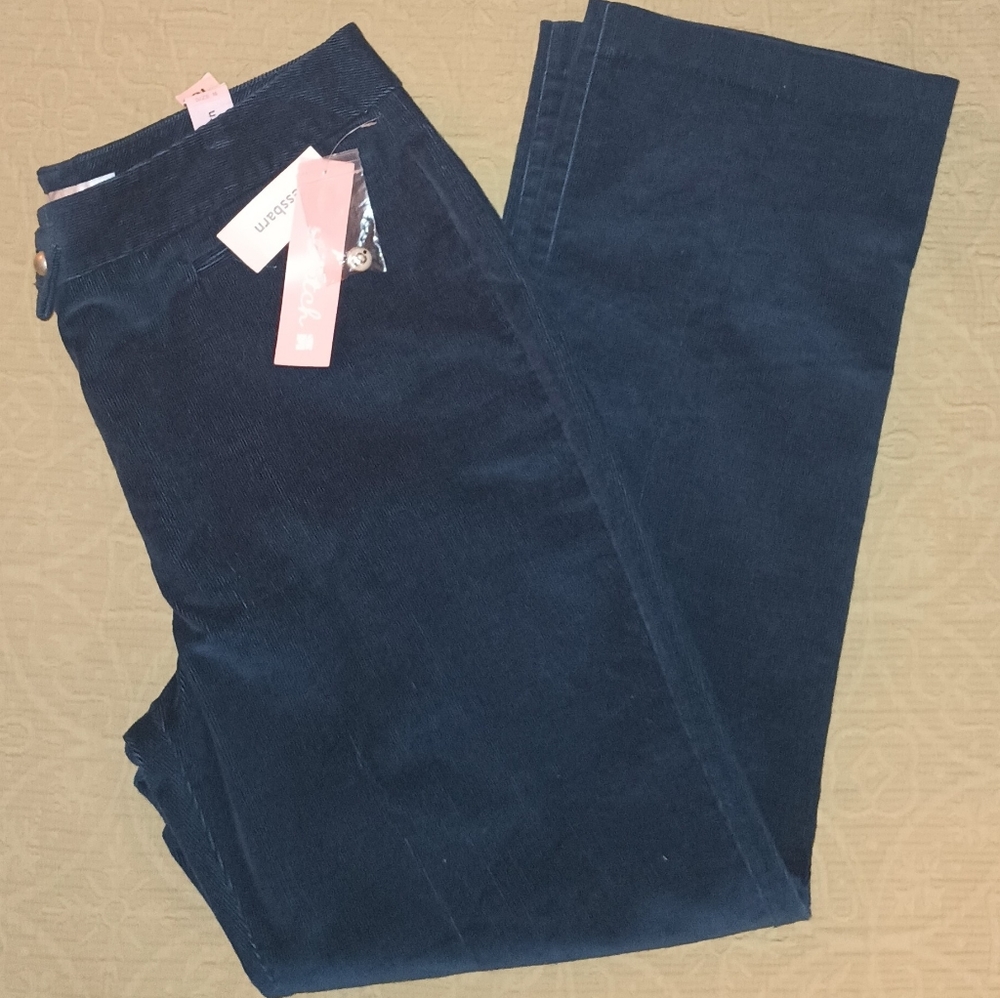 NWT Dress Barn Designer Stretch Light Corduroy Plants (16) - Teal